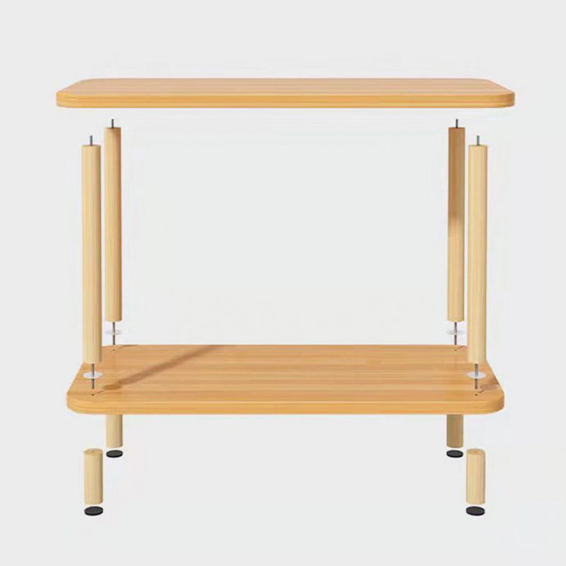 Modern Rectangular Corner Table Double Tier Wood Side End Table
