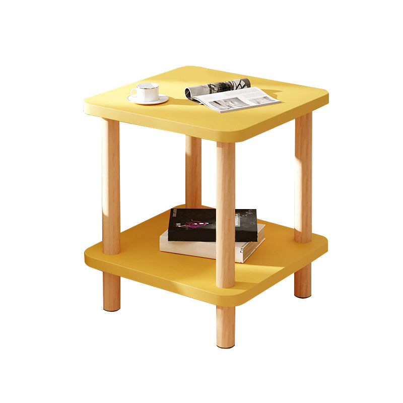 Modern Rectangular Corner Table Double Tier Wood Side End Table