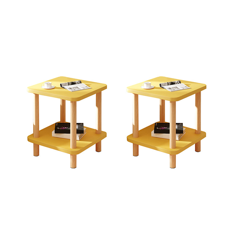 Modern Rectangular Corner Table Double Tier Wood Side End Table