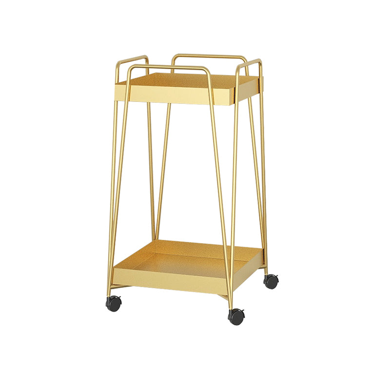 Mid-Century Square Corner Table Metal Tray Top Side End Table with Storage