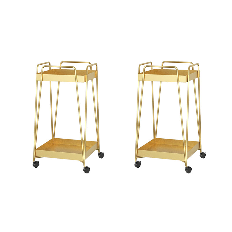 Mid-Century Square Corner Table Metal Tray Top Side End Table with Storage