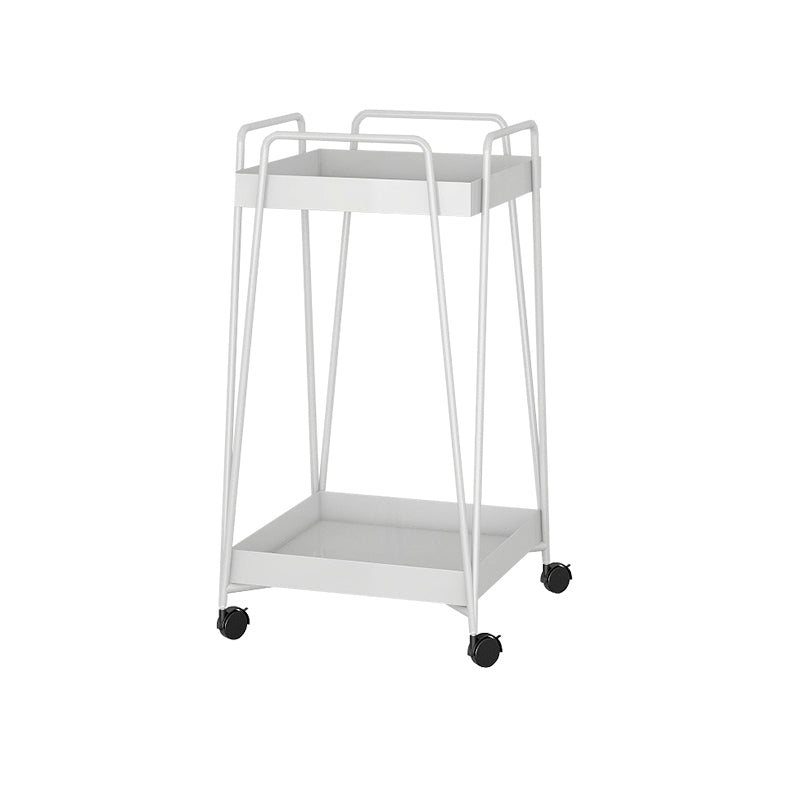 Mid-Century Square Corner Table Metal Tray Top Side End Table with Storage