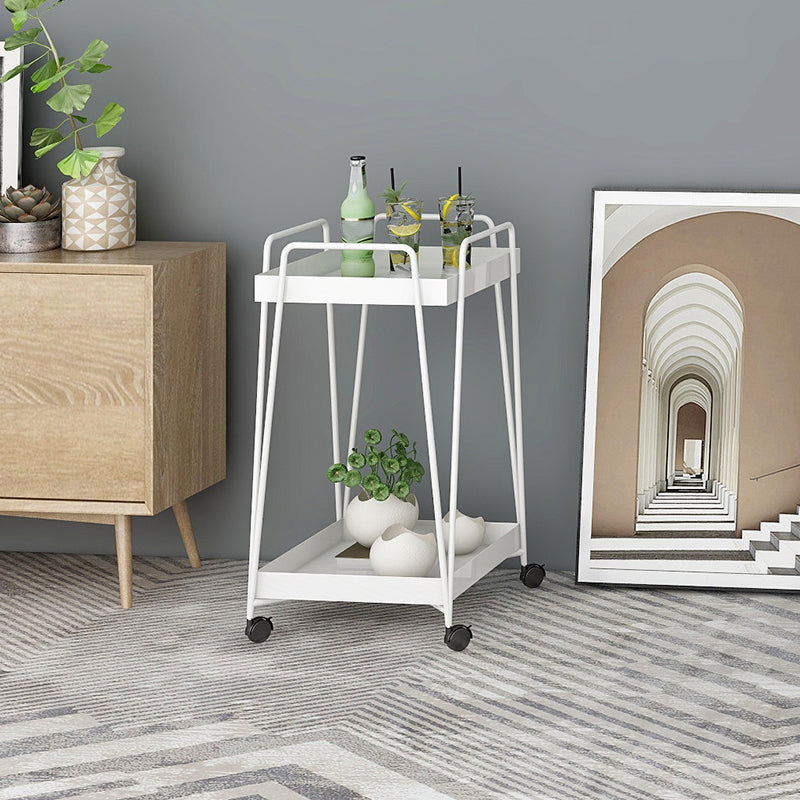Mid-Century Square Corner Table Metal Tray Top Side End Table with Storage