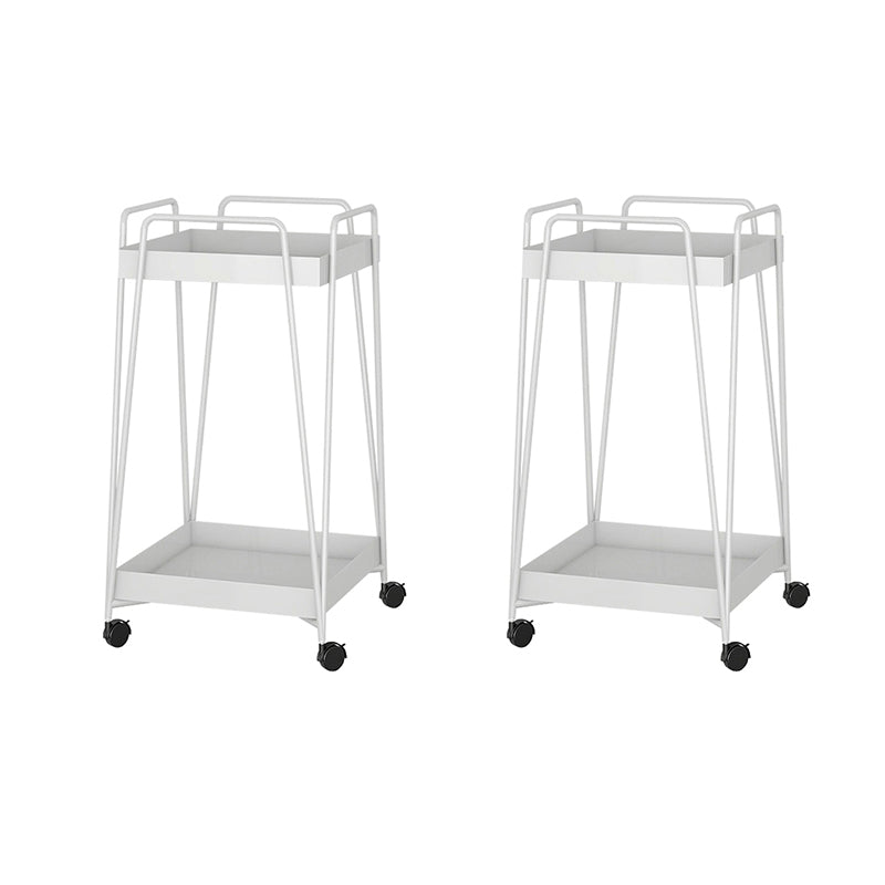 Mid-Century Square Corner Table Metal Tray Top Side End Table with Storage