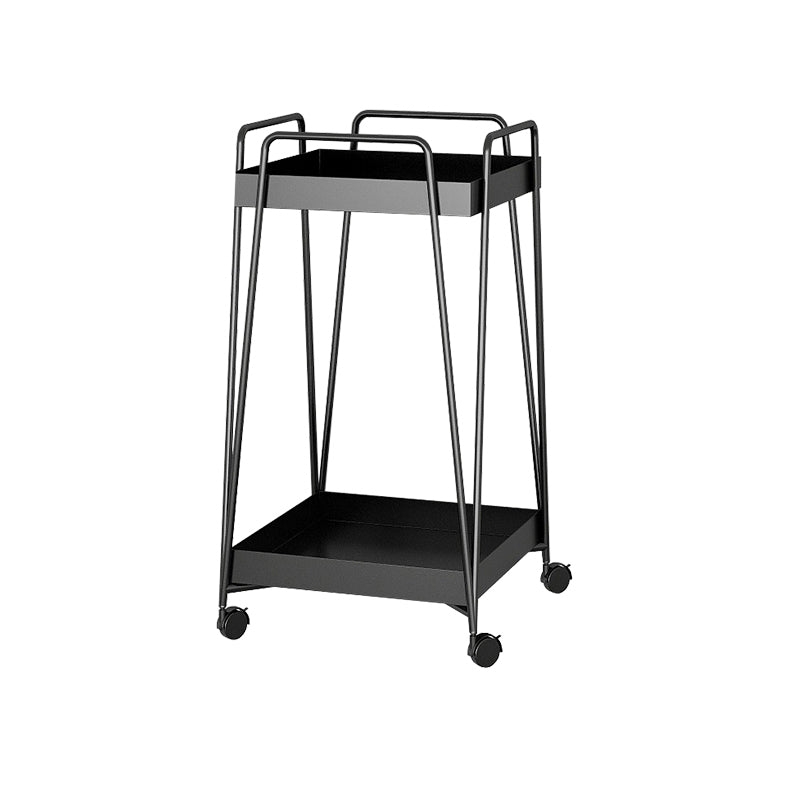 Mid-Century Square Corner Table Metal Tray Top Side End Table with Storage