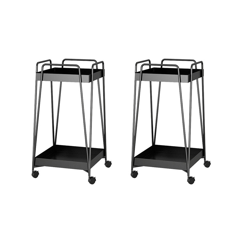 Mid-Century Square Corner Table Metal Tray Top Side End Table with Storage