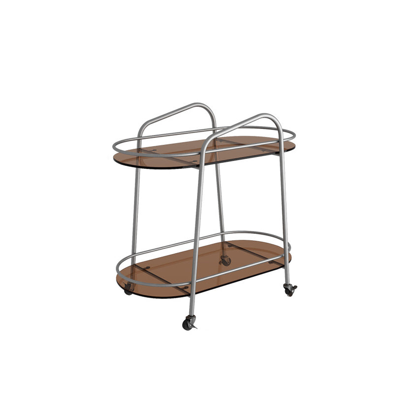 Modern 2-Tier Corner Table 4 Legs Oval Side End Table with Storage