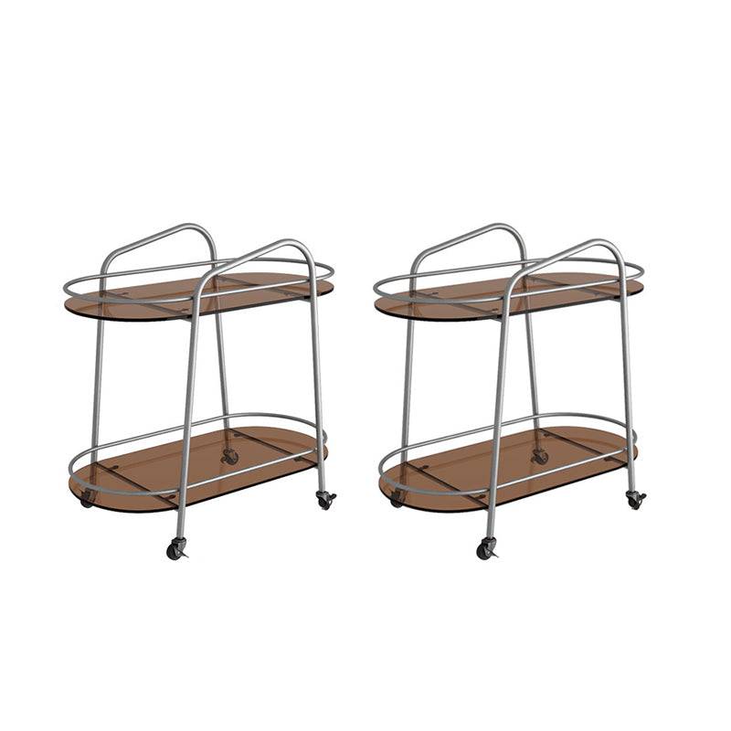 Modern 2-Tier Corner Table 4 Legs Oval Side End Table with Storage