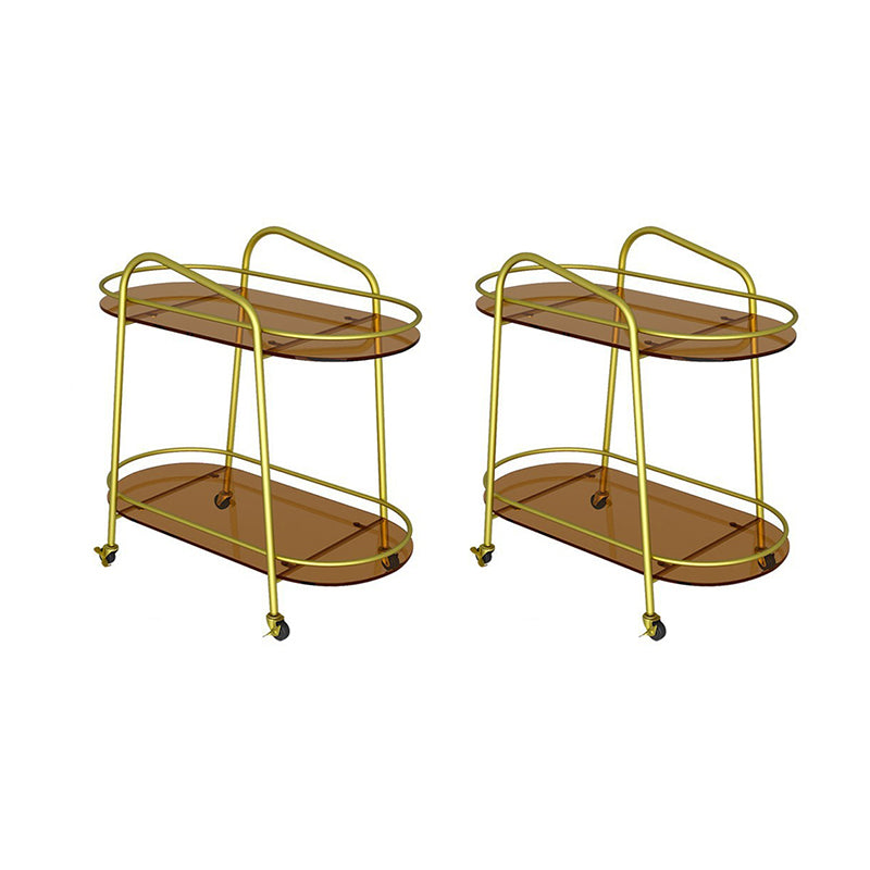 Modern 2-Tier Corner Table 4 Legs Oval Side End Table with Storage