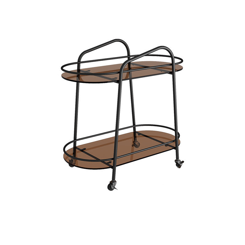 Modern 2-Tier Corner Table 4 Legs Oval Side End Table with Storage