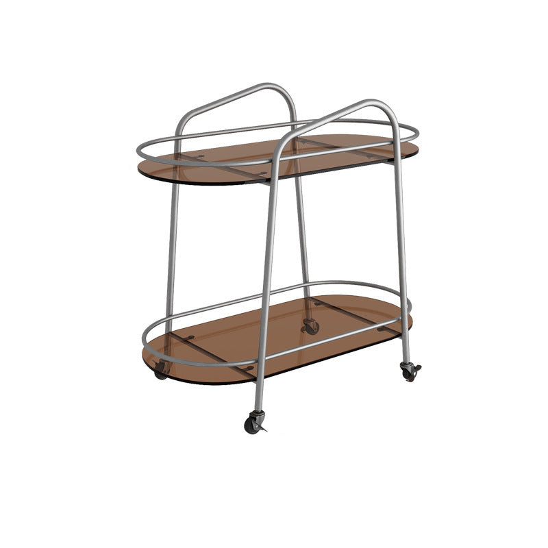 Modern 2-Tier Corner Table 4 Legs Oval Side End Table with Storage