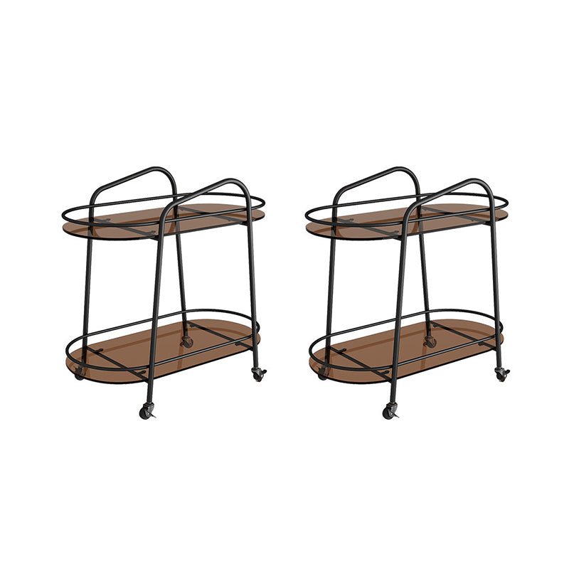 Modern 2-Tier Corner Table 4 Legs Oval Side End Table with Storage