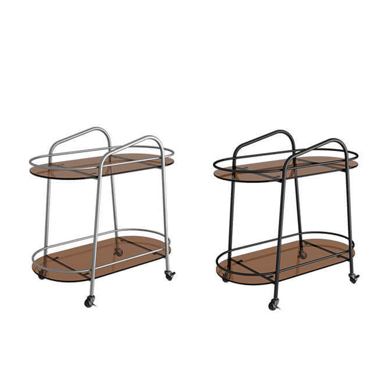Modern 2-Tier Corner Table 4 Legs Oval Side End Table with Storage