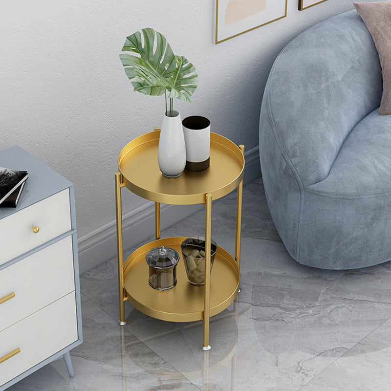 Mid-Century Tray Top Corner Table 4 Legs Metal Side End Table with Storage