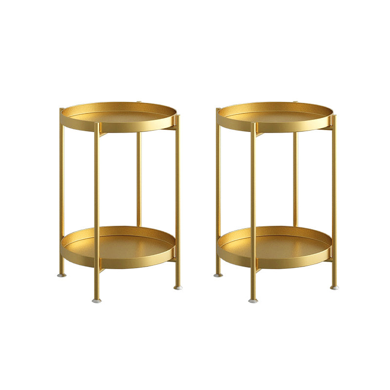 Mid-Century Tray Top Corner Table 4 Legs Metal Side End Table with Storage