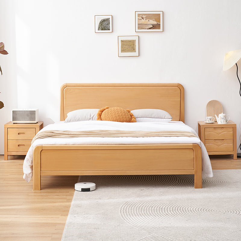 Contemporary Wood Standard Bed, Rectangular Panel Headboard Bed