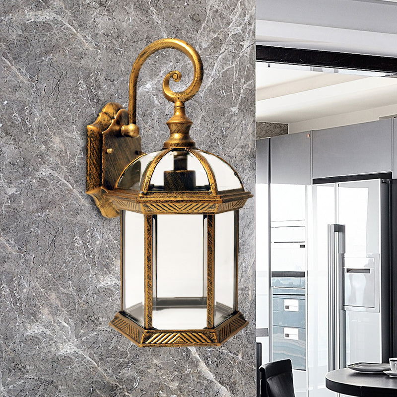 Birdcage Courtyard Wall Montate Montaggio della fattoria Light Glass 1 Bulbo Brass/Black Finitura Finitura Sconce Lampada Apparecchiatura
