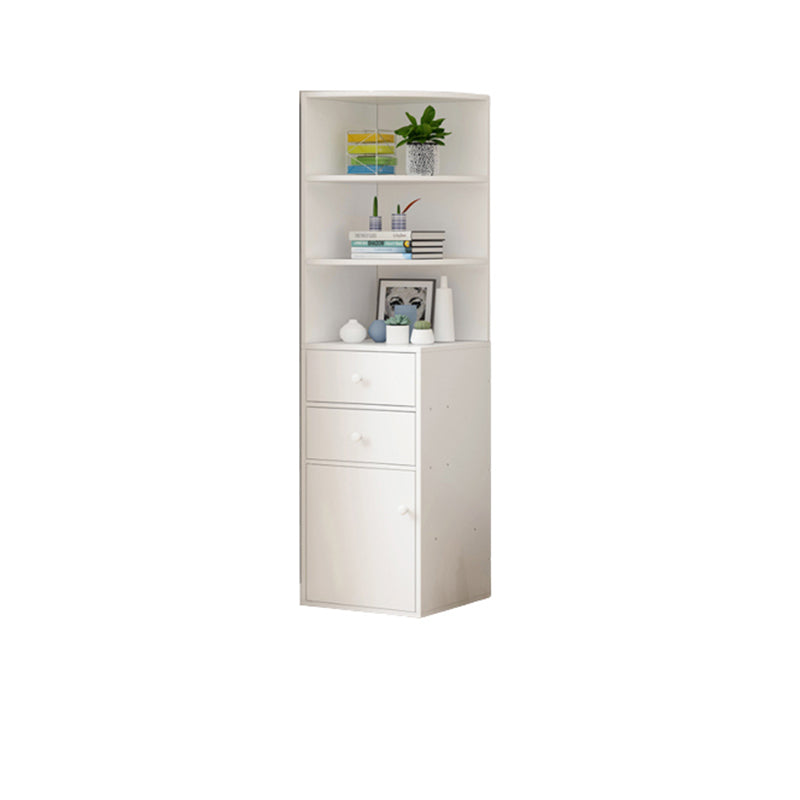 Contemporary White Water Resistant Cabinet with Drawers Corner Cabinet