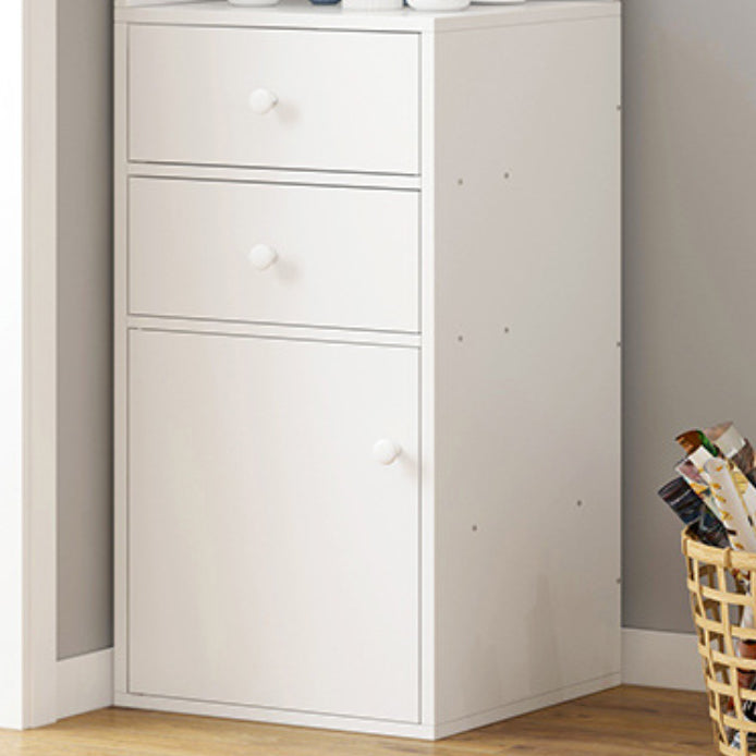 Contemporary White Water Resistant Cabinet with Drawers Corner Cabinet