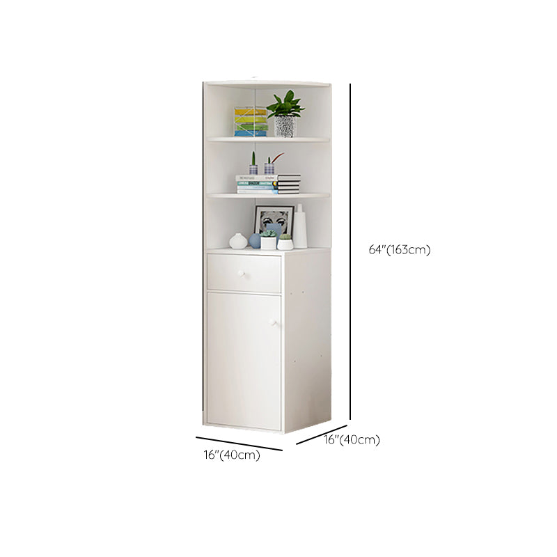 Contemporary White Water Resistant Cabinet with Drawers Corner Cabinet