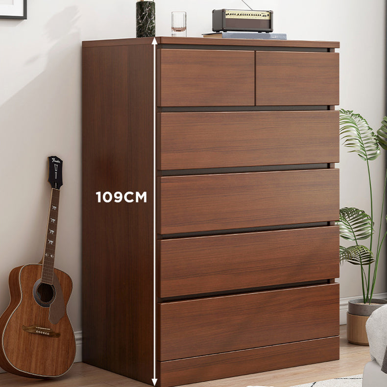 Contemporary Accent Chest with 6 Wooden Drawers Storage Chest
