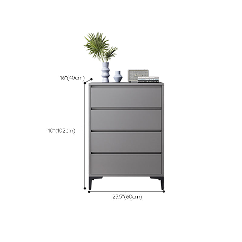 Contemporary Grey Rectangle Accent Chest with Drawers and Metal Legs