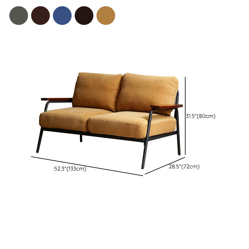 Contemporary Square Arm Sofa Cushions Standard Settee for Apartment