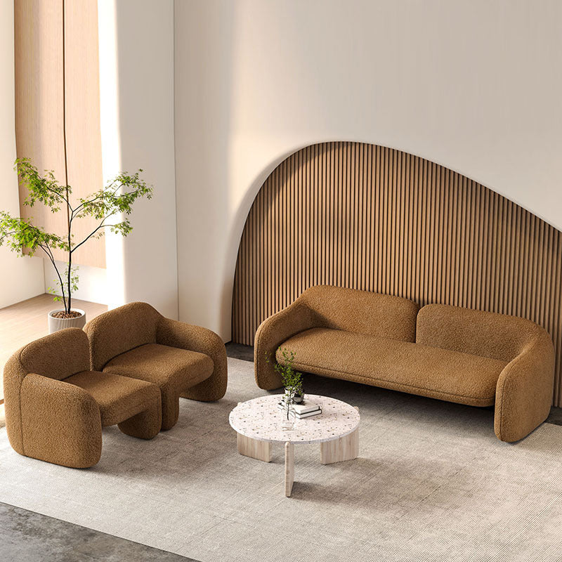Contemporary Fabric Standard Settee Sloped Arm Sofa for Living Room