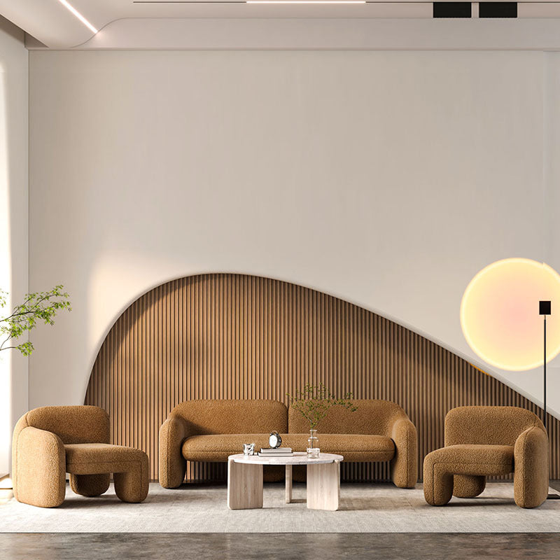 Contemporary Fabric Standard Settee Sloped Arm Sofa for Living Room