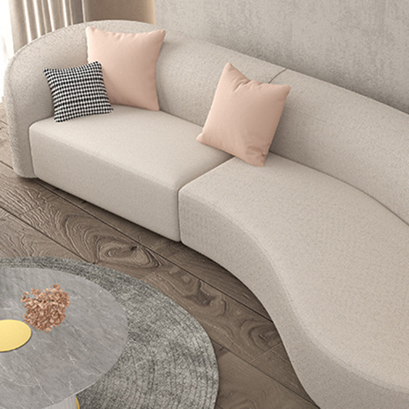 Contemporary Fabric/Faux Leather Tight Back Sofa Tuxedo Arm Curved Seating