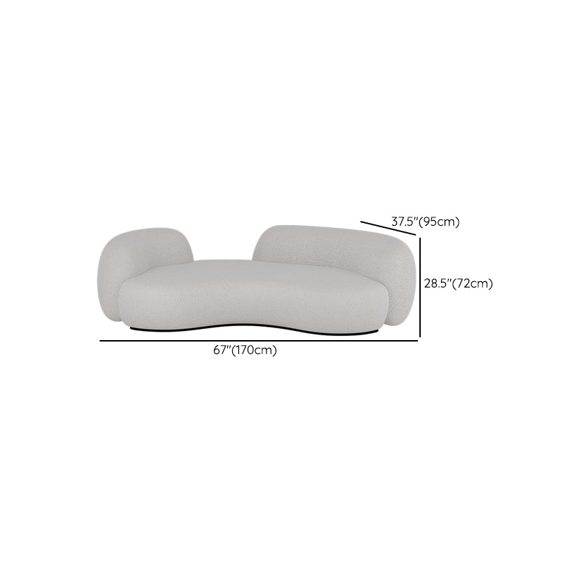 Contemporary Tuxedo Arm Sofa Fabric Sofa in White, Tight Back Curved Sofa