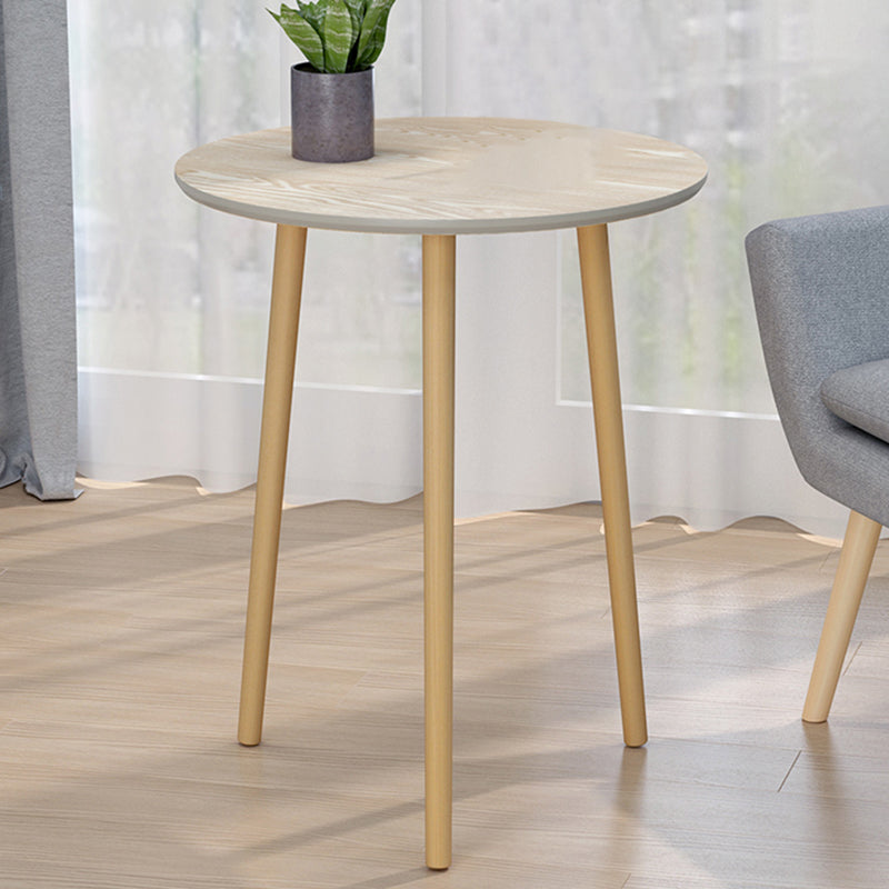 Contemporary Round Wooden Coffee Table 3 Legs Cocktail Table