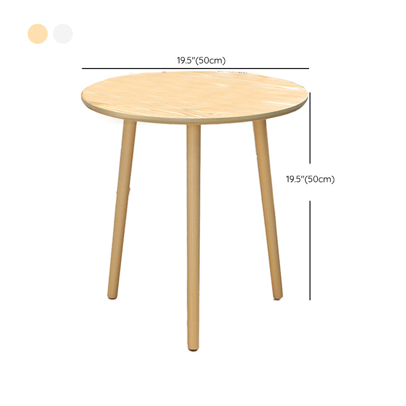 Contemporary Round Wooden Coffee Table 3 Legs Cocktail Table