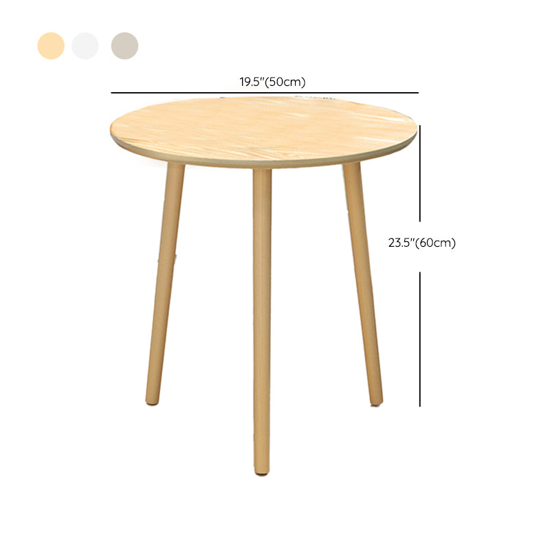 Contemporary Round Wooden Coffee Table 3 Legs Cocktail Table