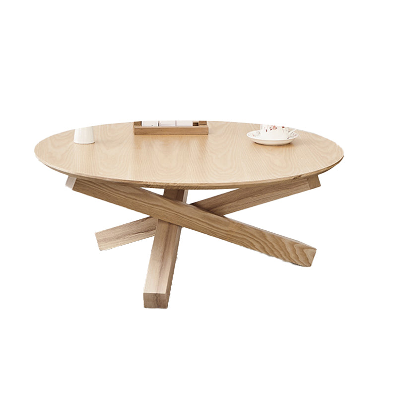 Scandinavian Coffee Table with Solid Wood Cross Legs in Natural
