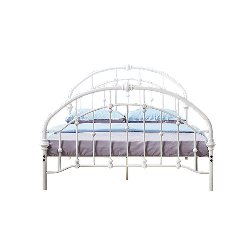 Standard Iron Frame Bed with Arched Headboard and Metal Legs