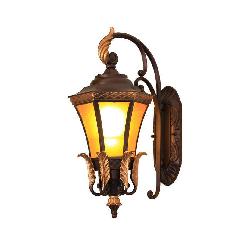 Dark Coffee 1-Head Sconce Lighting Farmhouse Metal Curving Wall Mount Lamp Fixture for Corner