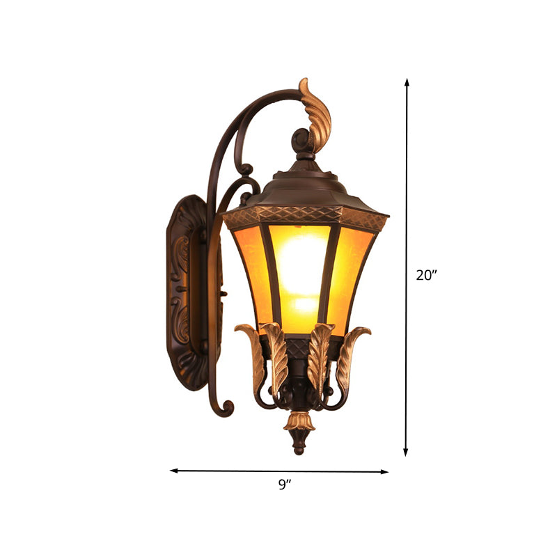 Dark Coffee 1-Head Sconce Lighting Farmhouse Metal Curving Wall Mount Lamp Fixture for Corner