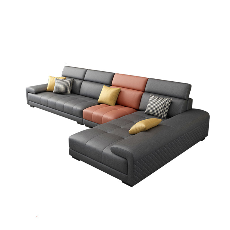 39.37 " H Faux Leather Pillow Top Arm Sofa & Chaise for Living Room