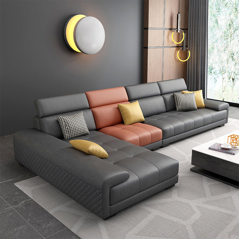 39.37 " H Faux Leather Pillow Top Arm Sofa & Chaise for Living Room