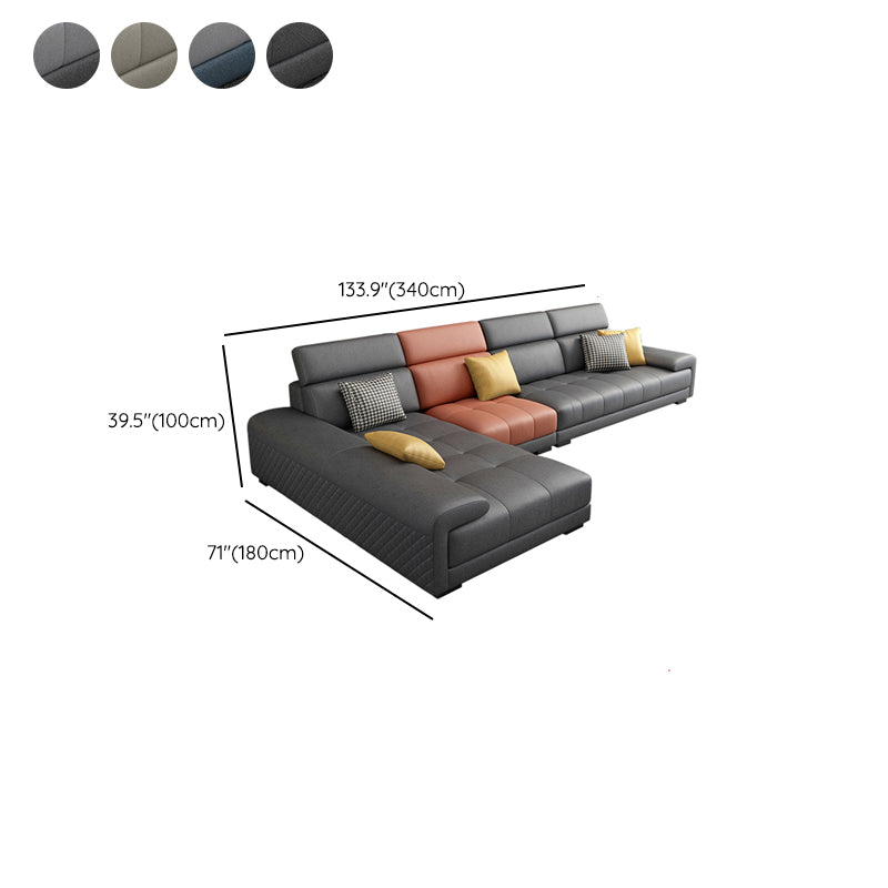 39.37 " H Faux Leather Pillow Top Arm Sofa & Chaise for Living Room