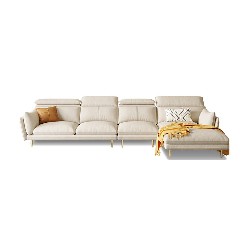 Glam Style 36.22 " H White Faux Leather Flared Arm Sofa & Chaise