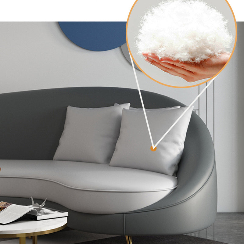 Contemporary Tight Back Curved Settee Faux Leather Sloped Arm Sofa