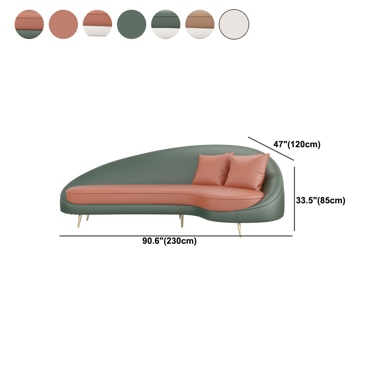 Contemporary Tight Back Curved Settee Faux Leather Sloped Arm Sofa