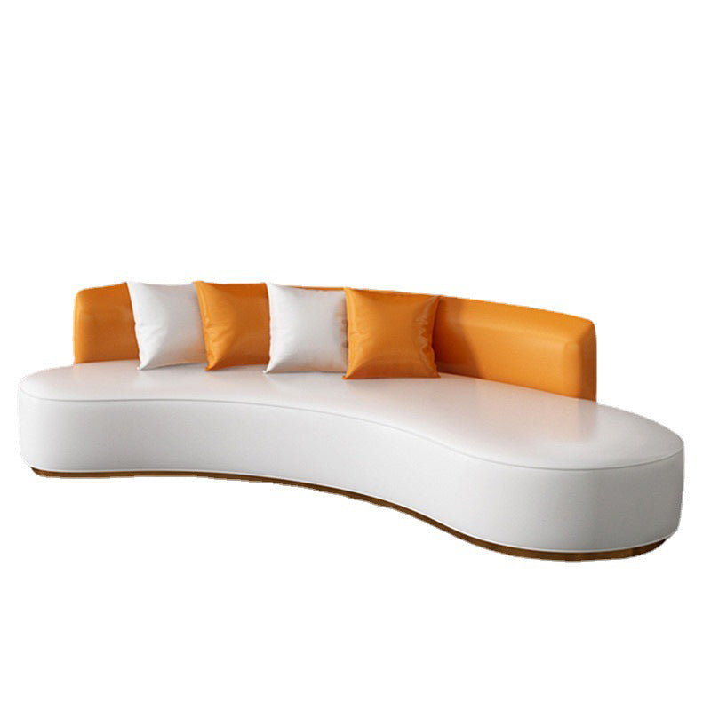 Faux Leather Curved Sofa Contemporary Armless Tight Back Settee