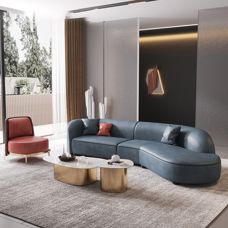Contemporary Fabric/Faux Leather Seating Tight Back Sofa for Living Room