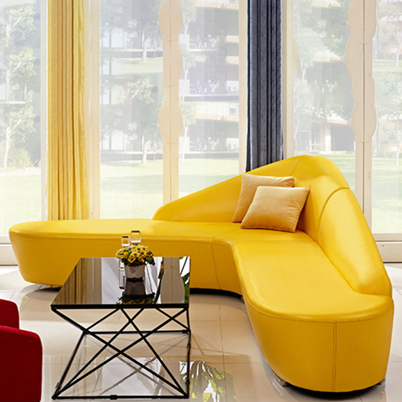 Contemporary Sloped Arm Seating Leather Sofa for Living Room