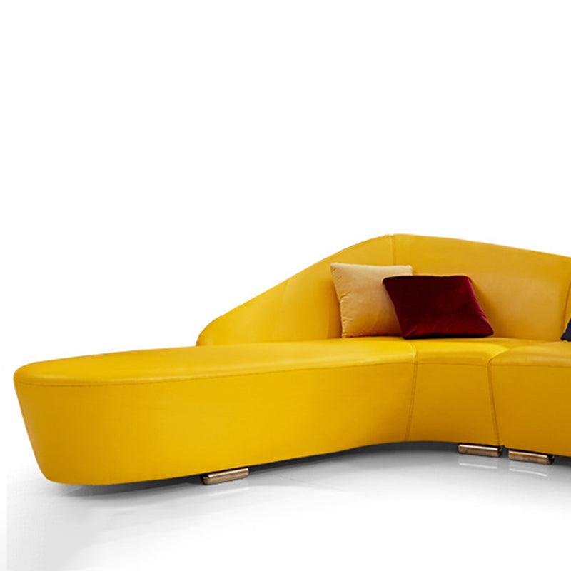 Contemporary Sloped Arm Seating Leather Sofa for Living Room