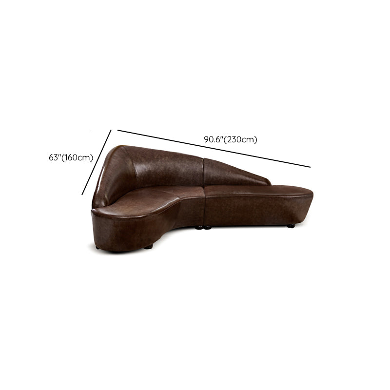 Contemporary Sloped Arm Seating Leather Sofa for Living Room