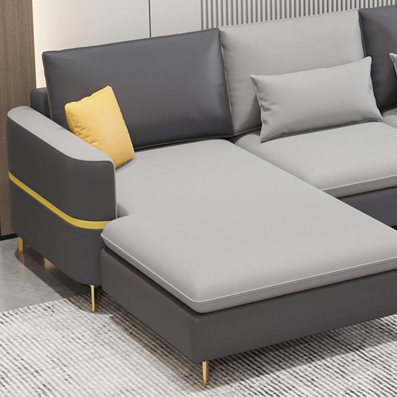 35.43 " H Faux Leather Square Arm Sofa & Chaise for Living Room